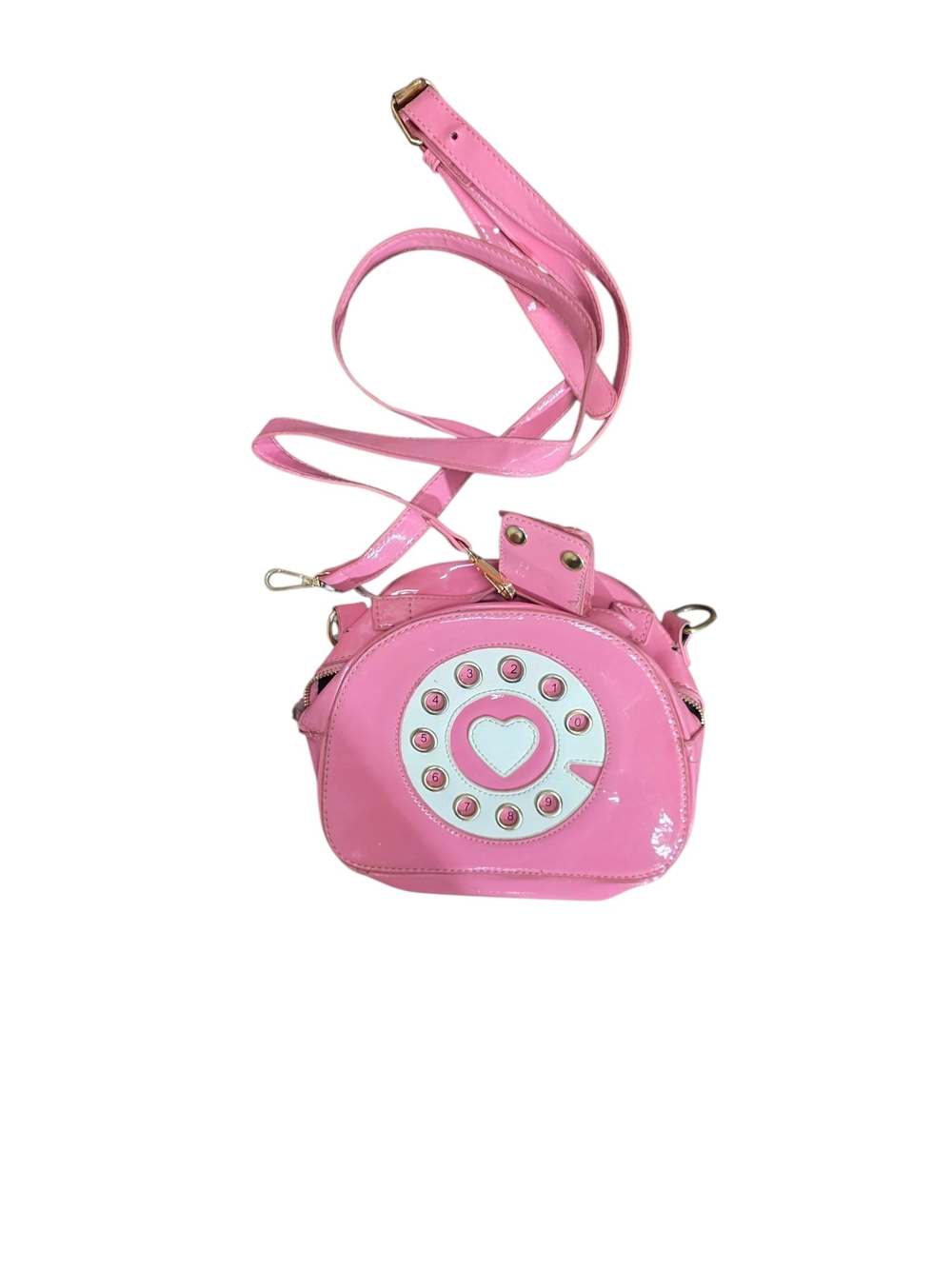 Kids Pink Heart Phone Dial Crossbody Bag